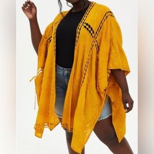 Torrid Gold Eyelet Inset Ruana